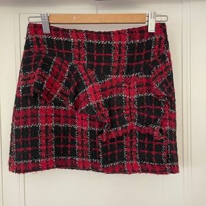Zara Plaid Red and Black Ruffle Skirt